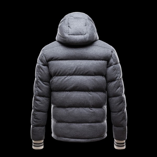 Moncler Semplice Collare Grigio Mock e cappuccio staccabile Uomo Cappotti